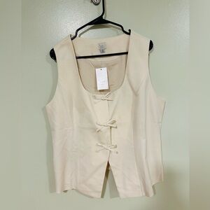a new day Cream Bow Accent Top